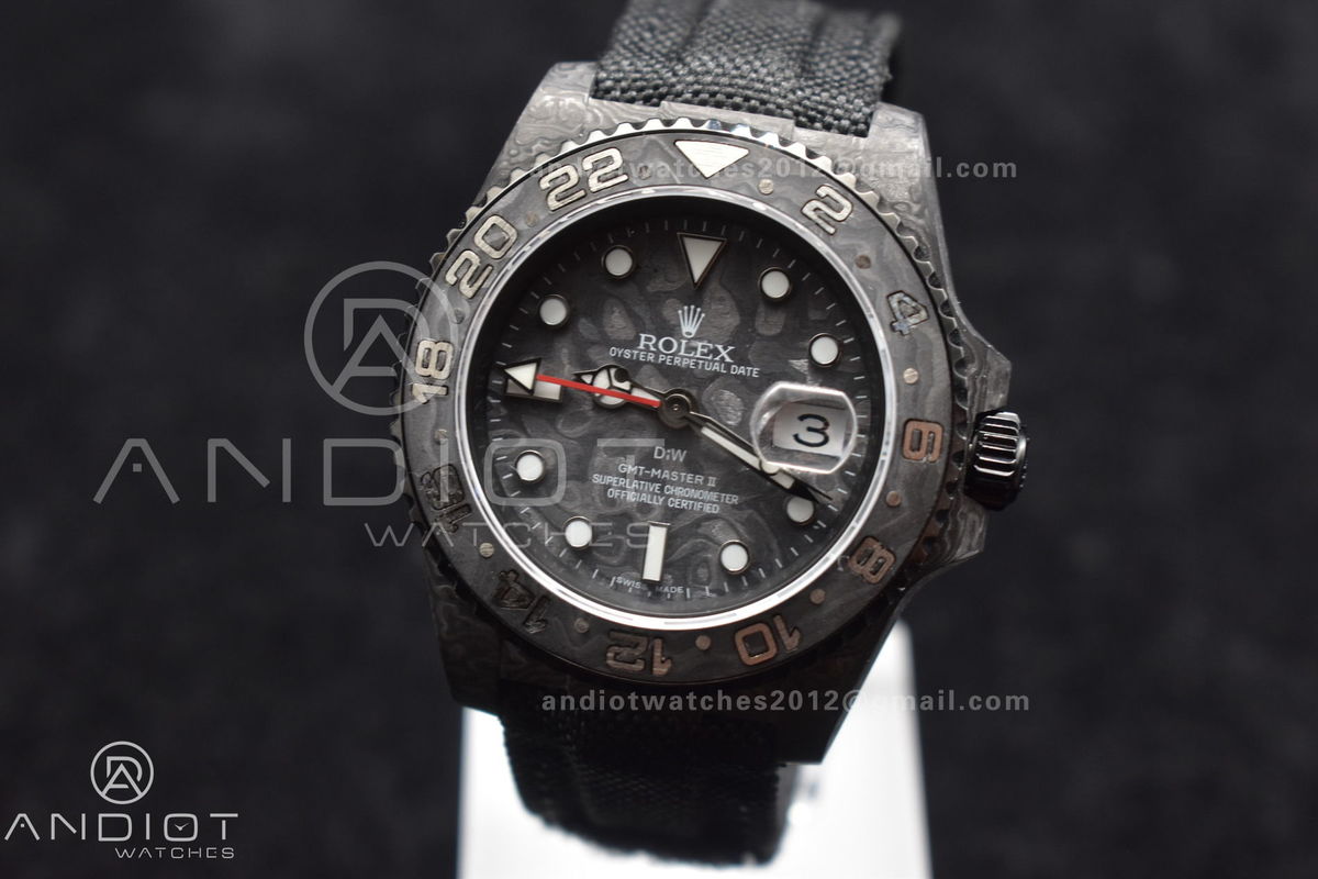 GMT DIW Carbon OMF Best Edition All Black Black Dial on Black Nylon Strap SA3186 CHS